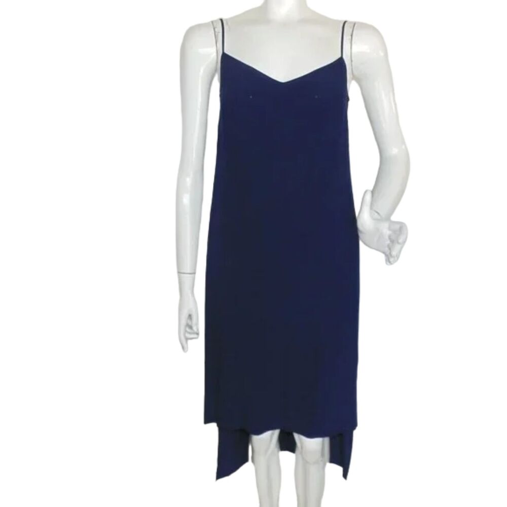 J.CREW Slip Dress, 2, Hi-Low, Spaghetti straps, Navy Blue, button back, Vents